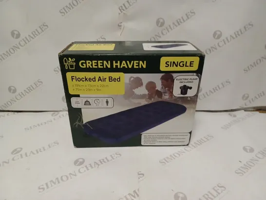 SINGLE GREEN HAVEN FLOCKED AIR BED 