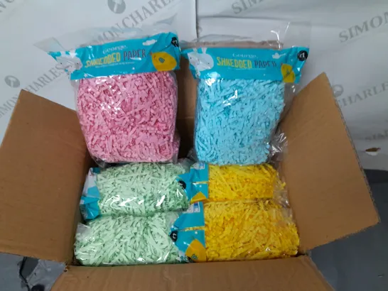 LOT OF 12 PACKS OF SHREDDED PAPER - VARIOUS COLOURS