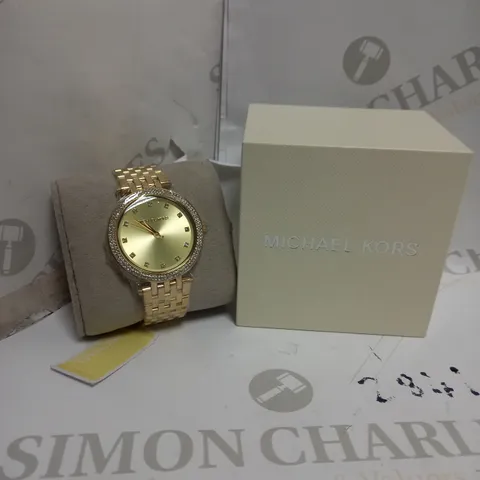 MICHAEL KORS STAINLESS STEEL GOLD EFFECT CHAIN LINK WATCH 