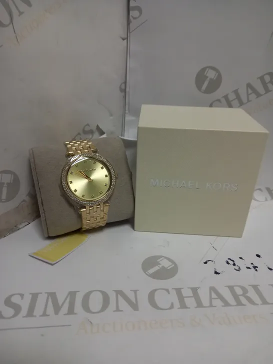 Michael Kors MK3235 Gold Tone Chain Link Crystal Gold Dial Ladies Wrist  Watch  eBay