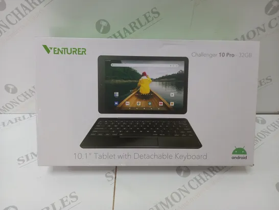 BRAND NEW BOXED VENTURER CHALLENGER 10 PRO 10.1" ANDROID TABLET WITH DETACHABLE KEYBOARD - BLACK 32GB