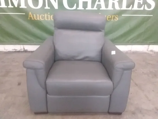 QUALITY ITALIAN DESIGNER ADRIANO ELECTRIC RECLINER CHAIR - DARK GREY LEATHER