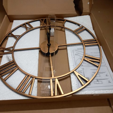 BOXED 48CM GOLD EFFECT WALL CLOCK