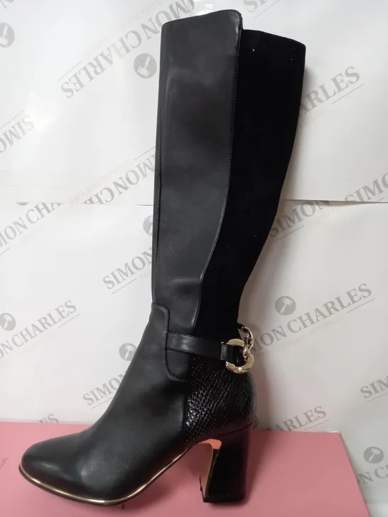 MODA IN PELLE LIZETH KNEE HIGH LEATHER BOOTS BLACK SIZE 7