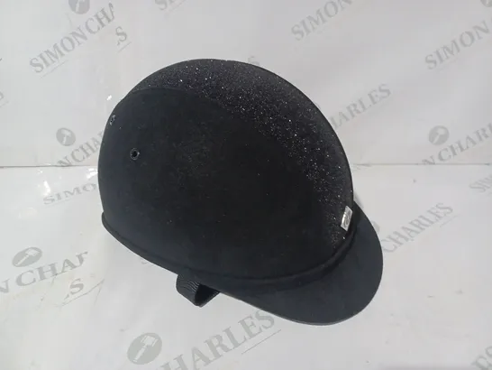 BOXED CHARLES OWEN EQUESTRIAN RIDING HELMET IN BLACK W. GLITTER EFFECT SIZE 53CM