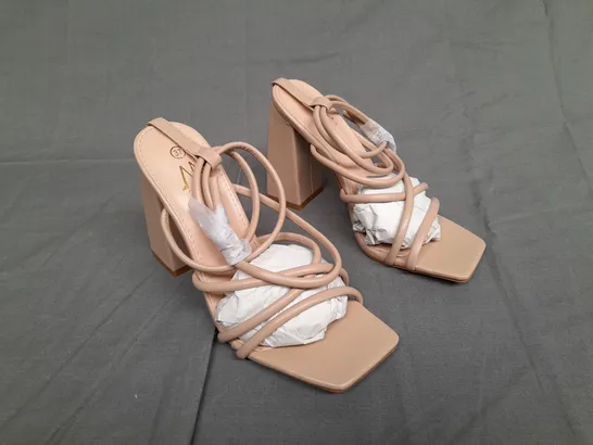 BOXED PAIR OF BEST YOU EVER HAD NUDE STRAP HEELS SIZE UK 4 IN BEIGE 