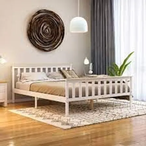 BOXED FREDRIQUE DOUBLE WOODEN PINE LOW FOOF BED 