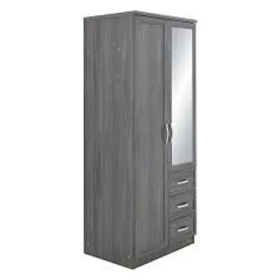 BOXED GRADE 1 CAMBERLEY 2 DOOR 3 DRAWER MIRRORED WARDROBE LIGHT OAK ( 2 BOXES) RRP £259