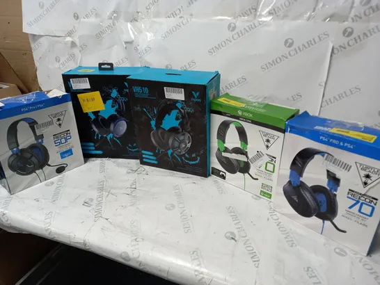 5 BOXED GAMING HEADSETS TO INCLUDE TURTLE BEACH RECON 50P, RAPOO VH510, TURTLE BEACH RECON 70, ETC