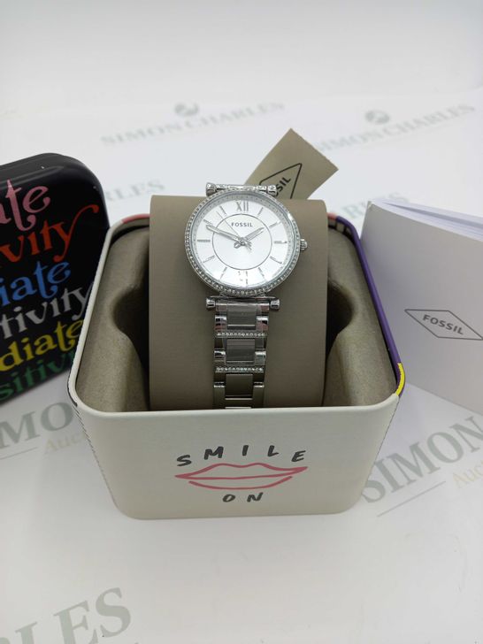 BRAND NEW BOXED FOSSIL WATCH CARLIE SILVER BRACELET  RRP £109