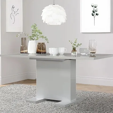 BOXED DESIGNER OSAKA LIGHT GREY HIGH GLOSS EXTENDING DINING TABLE 120-160cm (2 BOXES)