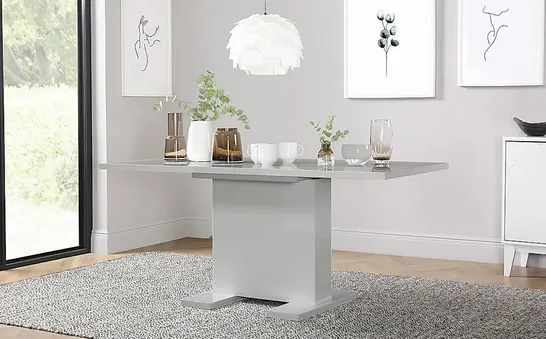 BOXED DESIGNER OSAKA LIGHT GREY HIGH GLOSS EXTENDING DINING TABLE 120-160cm (2 BOXES)