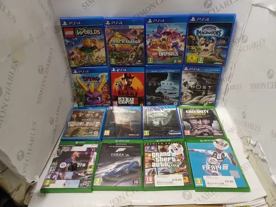 LOT OF APPROXIMATELY 27 GAMES (XBOX ONE & PS4) & DVDS TO INCLUDE PIRATES OF THE CARIBBEAN AT WORLDS END (BLU-RAY), DOOM (PS4), FORZA MOTORSPORT 6 (XBOX ONE), ETC