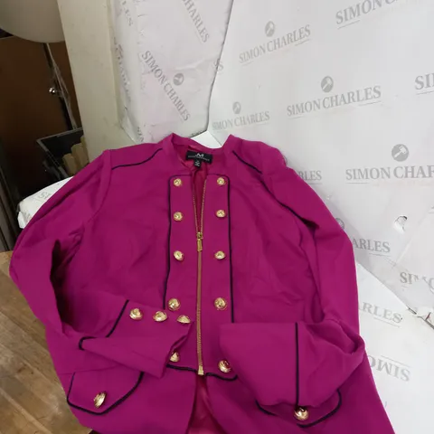 PURPLE JULIEN MACDONALD CASUAL JACKET WITH GOLD STYLE BUTTONS SIZE 20