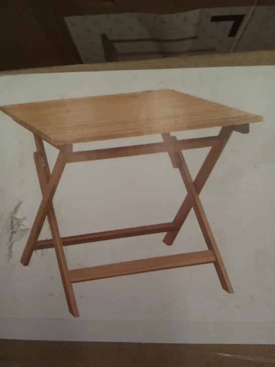 BOXED DENIA 90CM FOLDING WOODEN TABLE