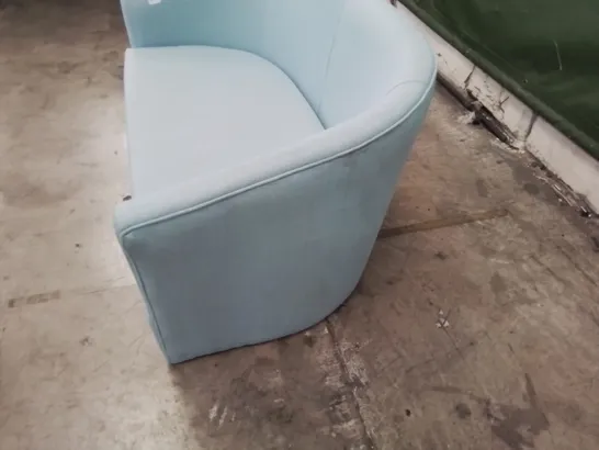 DESIGNER TWO SEATER TUB SOFA LIGHT BLUE FABRIC