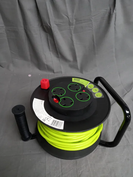 JEGS 25M EXTENSION CORD REEL IN NEON GREEN