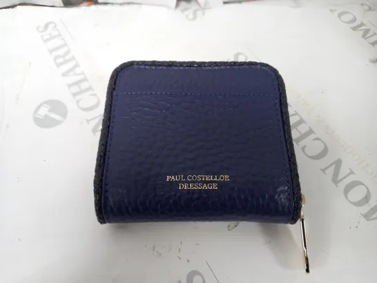 PAUL COSTELLOE BRAIDED LEATHER SMALL BOXED PURSE IN NAVY