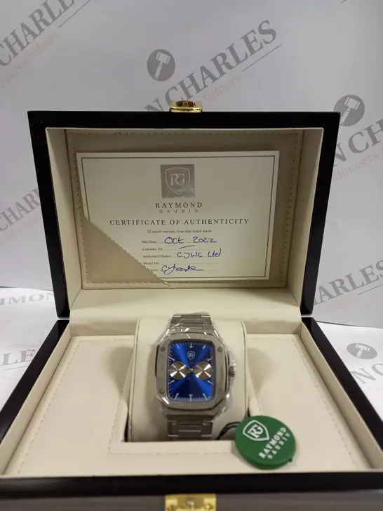 MENS RAYMOND GAUDIN BLUE DIAL- STAINLESS STEEL WATCH 