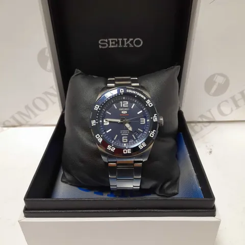 SEIKO AUTOMATIC SPORTS WATCH - SILVER WITH BLUE FACE 