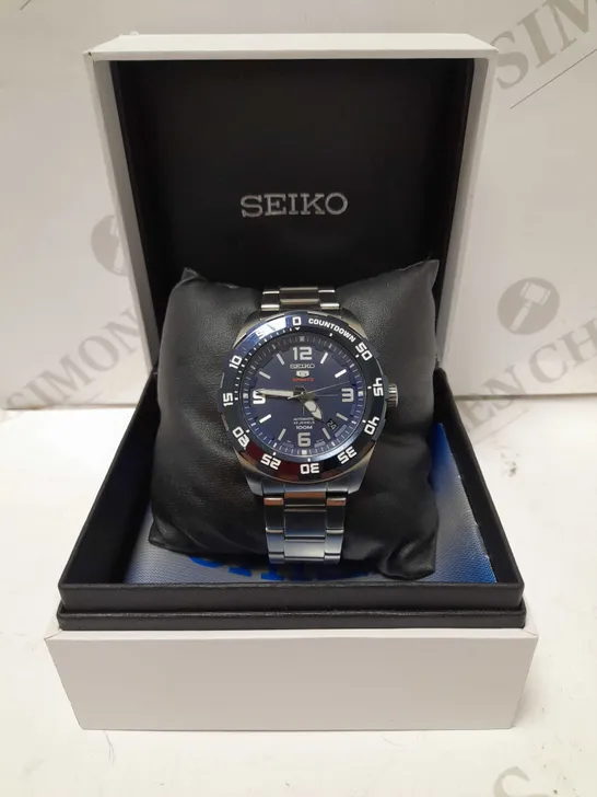 SEIKO AUTOMATIC SPORTS WATCH - SILVER WITH BLUE FACE 