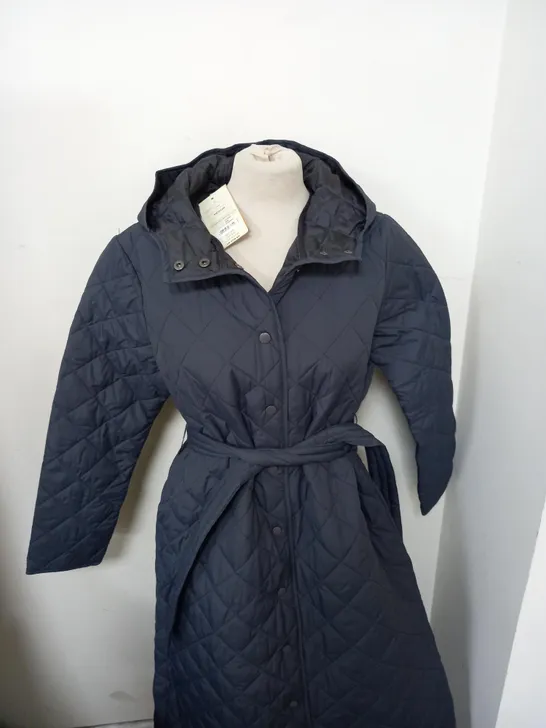 MONSOON QUINN SUSTAINABLE QUILTED HOODED LONG COAT SIZE M