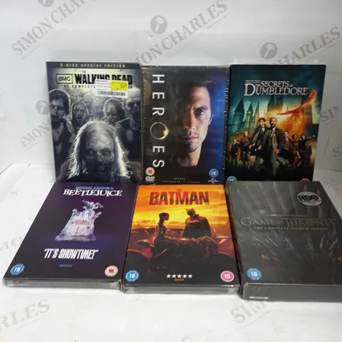 LOT OF APPROXIMATELY 25 ASSORTED DVDS, TO INCLUDE FANTASTIC BEASTS, THE WALKING DEAD, THE BATMAN, ETC