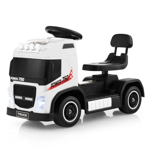 BOXED KIDS ELECTRIC RIDE-ON TRUCK WITH HEIGHT ADJUSTABLE SEAT AND LED LIGHTS - WHITE 