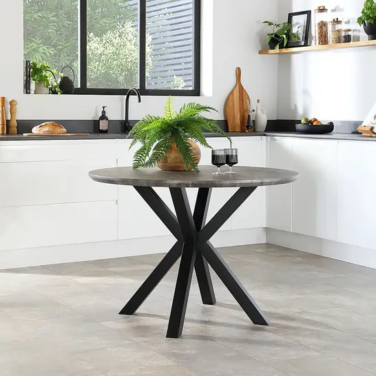 BOXED DESIGNER NEWARK ROUND CONCRETE DINING TABLE 110cm (2 BOXES)