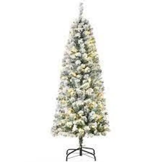 BOXED 5ft GREEN PINE FLOCKED CHRISTMAS TREE WITH 200 LED LIGHTS