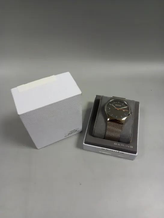 BOXED BERING GREY DIAL MESH STRAP WATCH 