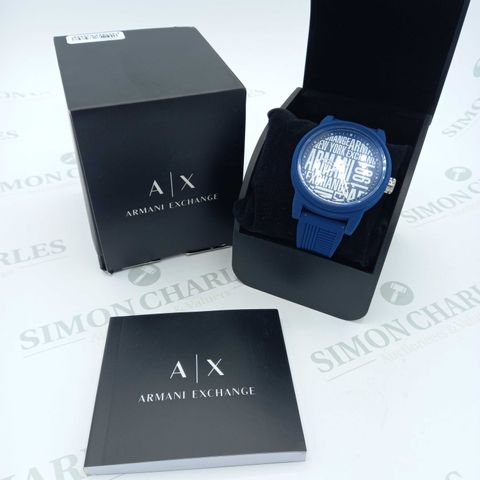 BRAND NEW BOXED ARMANI WATCH BLUE AND WHITE LOGO