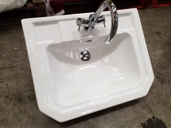 BRAND NEW WHITE CERAMIC BASIN WITH TAP 55×43CM