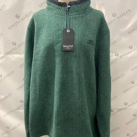 WEIRD FISH NEWARK ECO 1/4 ZIP GRID FLEECE IN EVERGREEN SIZE XXXXL