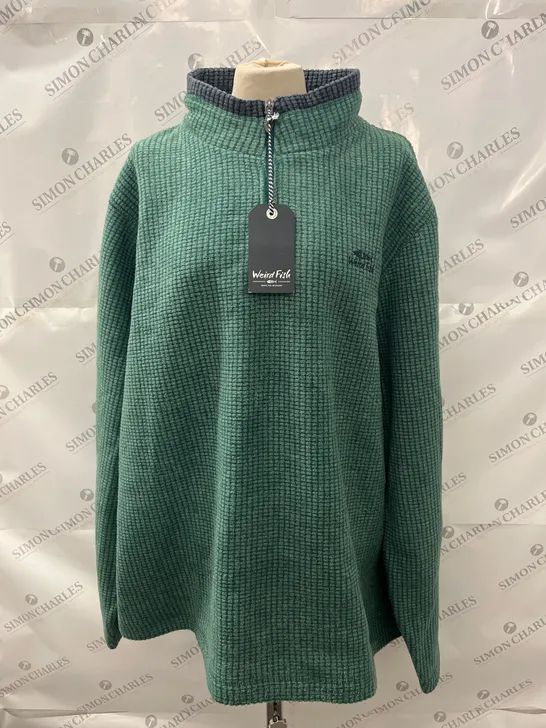 WEIRD FISH NEWARK ECO 1/4 ZIP GRID FLEECE IN EVERGREEN SIZE XXXXL