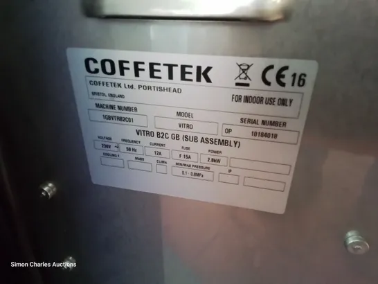 COFFETEK VITRO BEAN TO CUP & HOT DRINK DISPENCER