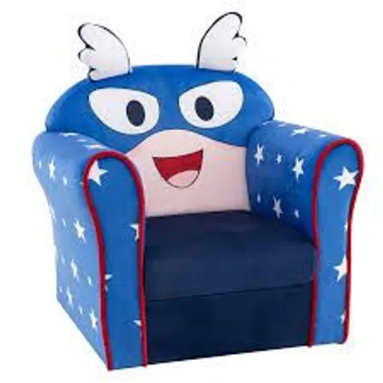 BOXED 3-IN-1 CONVERTIBLE KID'S SOFA LOUNGER BED WITH PADDING AND ARMRESTS - BLUE