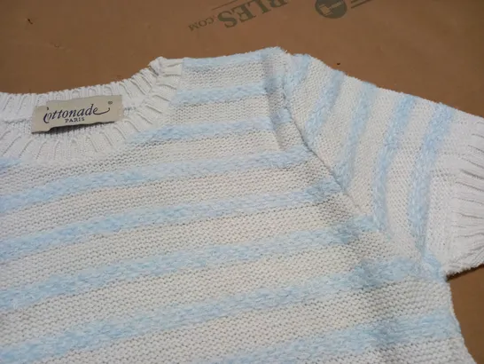 LARGE QUANTITY OF COTTONADE STRIPED KNIT JUMPERS IN BLUE/WHITE - SIZE UNSPECIFIED