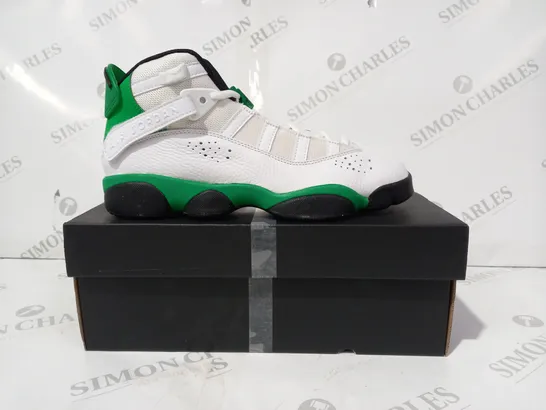 BOXED PAIR OF NIKE AIR JORDAN 6 RINGS SHOES IN WHITE/GREEN/BLACK UK SIZE 5.5