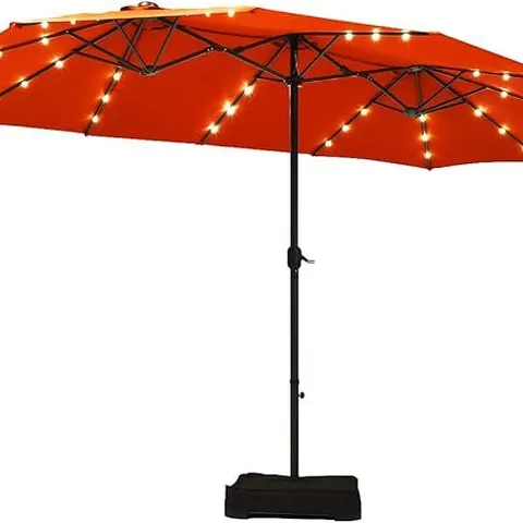 BOXED COSTWAY 4.6M SOLAR 36 LED PATIO DOUBLE-SIDED UMBRELLA OUTDOOR EXTRA LARGE CRANK PARASOL 