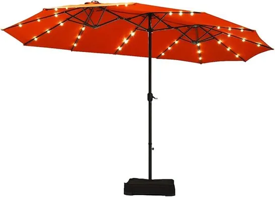 BOXED COSTWAY 4.6M SOLAR 36 LED PATIO DOUBLE-SIDED UMBRELLA OUTDOOR EXTRA LARGE CRANK PARASOL 