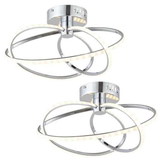 BOXED SET OF 2 CHROME LED CEILING LIGHT FITTINGS 