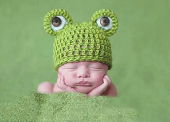 APPROXIMATELY 5 BRAND NEW CROCHET FROG HAT DRESS UP OUTFIT