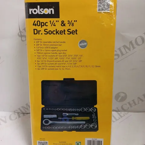 SEALED ROLSON 40PC 1/4 AND 3/8 DR SOCKET SET