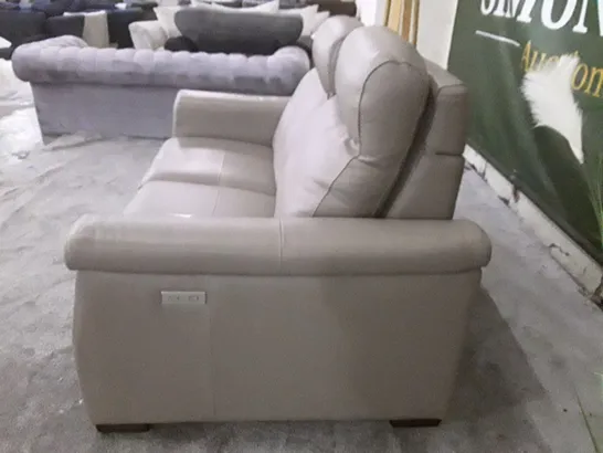 QUALITY ITALIAN DESIGNER ADRIANO ELECTRIC RECLINER LOVESEAT - TAUPE LEATHER