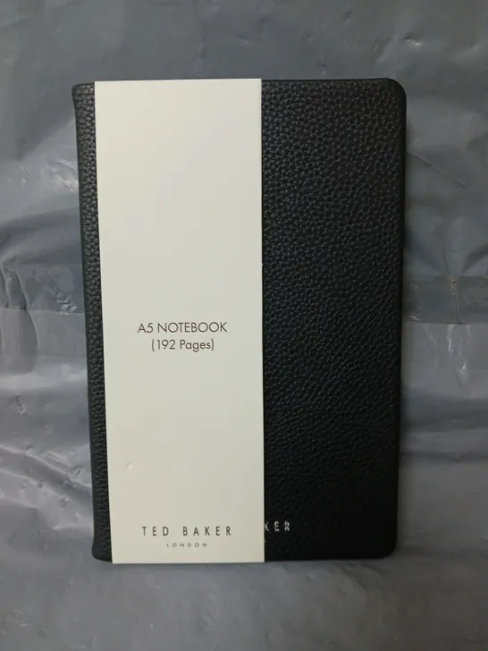 TED BAKER LONDON A5 TEXTURED NOTEBOOK IN BLACK