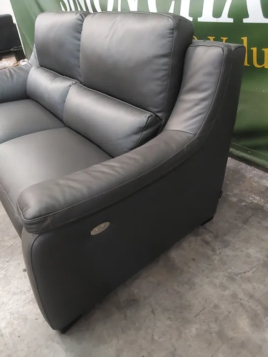 QUALITY DESIGNER ITALIAN MADE DEGANO 3 SEATER, 2 ELECTRIC MECHANISM RECLINER SOFA IN SLATE GREY LEATHER 