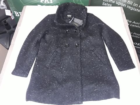 ONLY BUTTON FRONT WOOL COAT IN FLECKED BLACK - XL