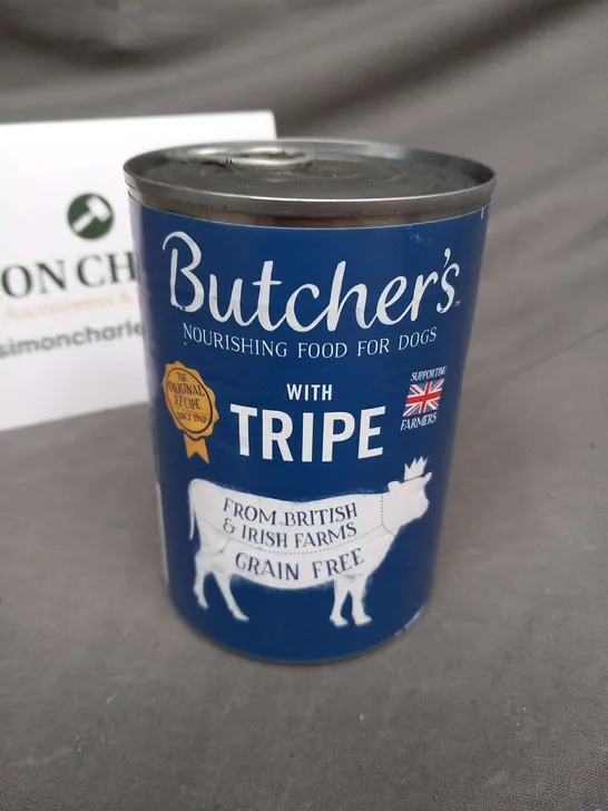 APPROXIMATELY 36 CANS OF BUTCHER'S NOURISHING FOOD FOR DOGS WITH TRIPE 400G