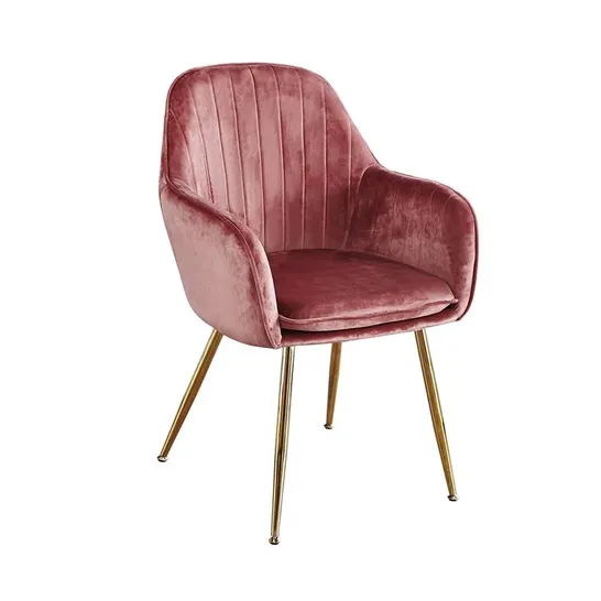 BOXED BARRYTE VELVET ARMCHAIR IN DUSTY PINK (1 BOX)